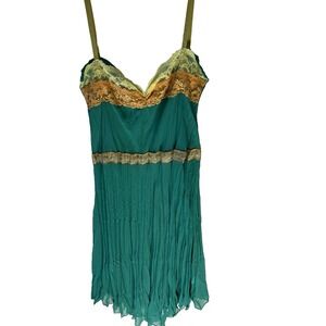 Vtg Y2K Babydoll Enchanted Forest Garden Fairy Slip Sheer Dress‎ Women M
